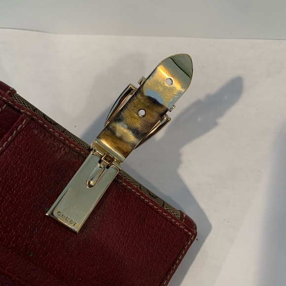 AUTH Gucci Brown Red Horsebit Monogram Wallet - Picture 8 of 10